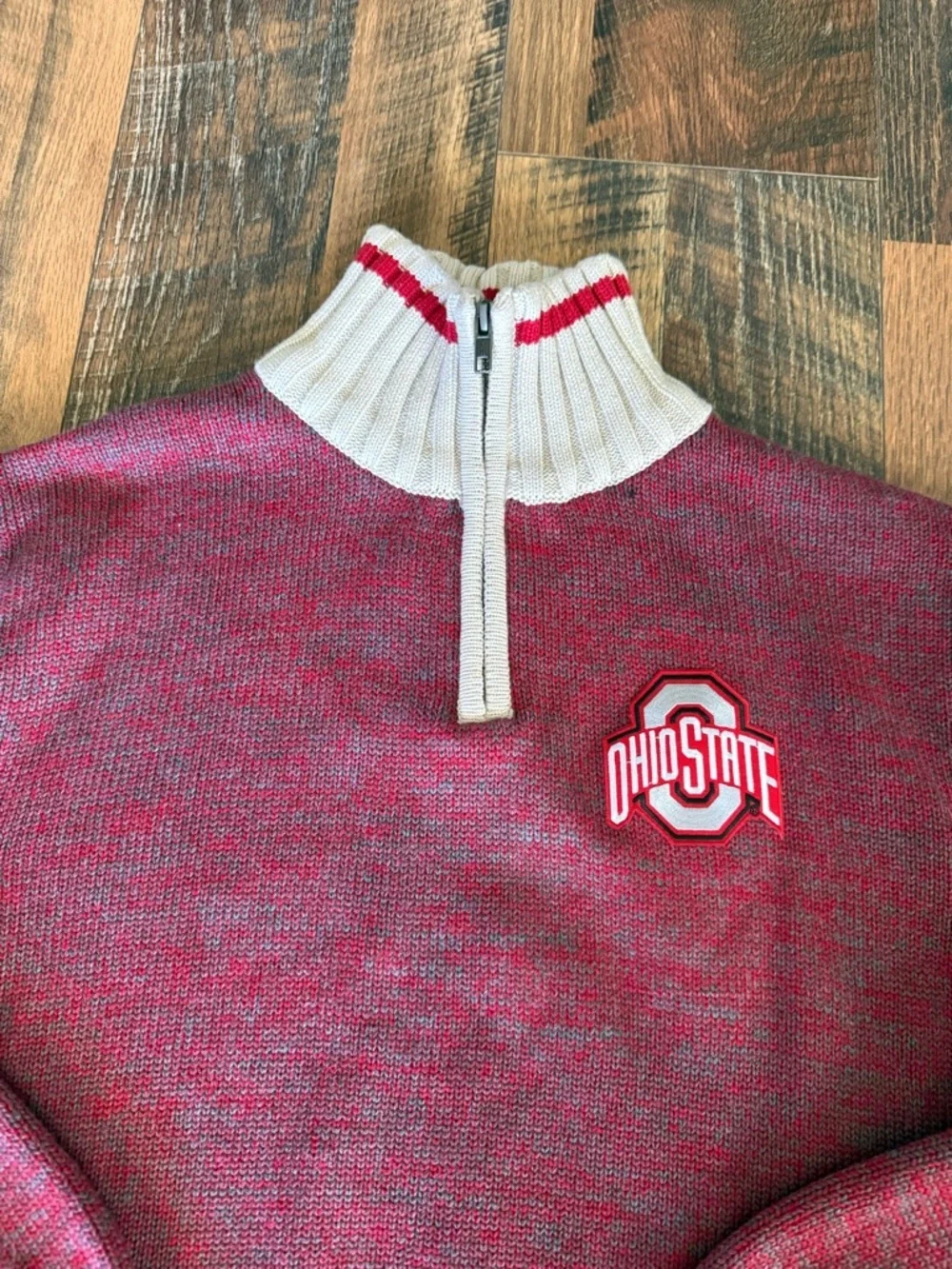Bruzer Ohio State OSU Buckeyes Zip Up Neck Heathered Sweater